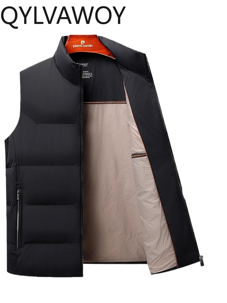 

QYLVAWOY 84% Polyamide Men's Autumn Winter New Down Vest Duck Down Liner Warm Sleeveless Gilet Stand-Up Collar Outerwear LJ2585