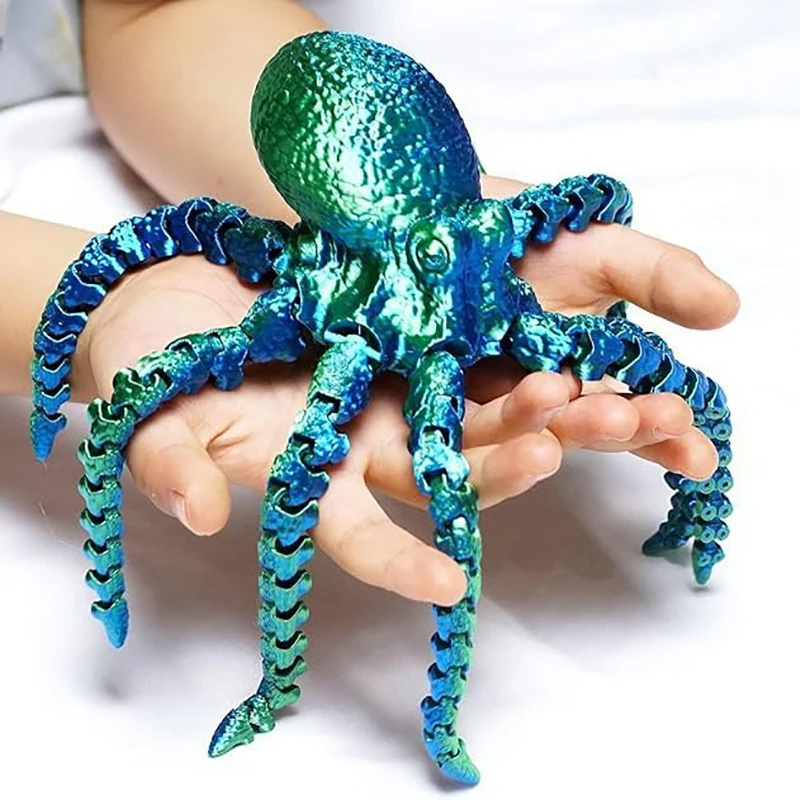 

1pcs Vibrant 3D Printed Octopus Figurine With Jointed Body Creative Desktop Ornament Versatile Decor For Bookshelf Living Room