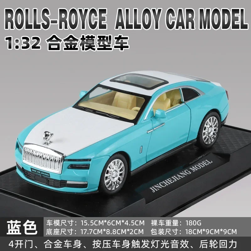 Rolls Royce Spectre Diecast Metal Alloy Car Model, alta simulação, som e luz, pull back, presentes de brinquedo para crianças, X69, 1:32