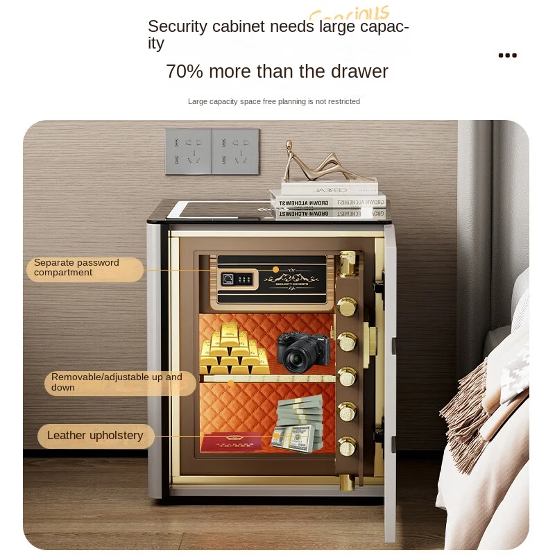 Deer craftsman 2024 new safe household large-capacity bedside table invisible safe household anti-theft small office fingerprint