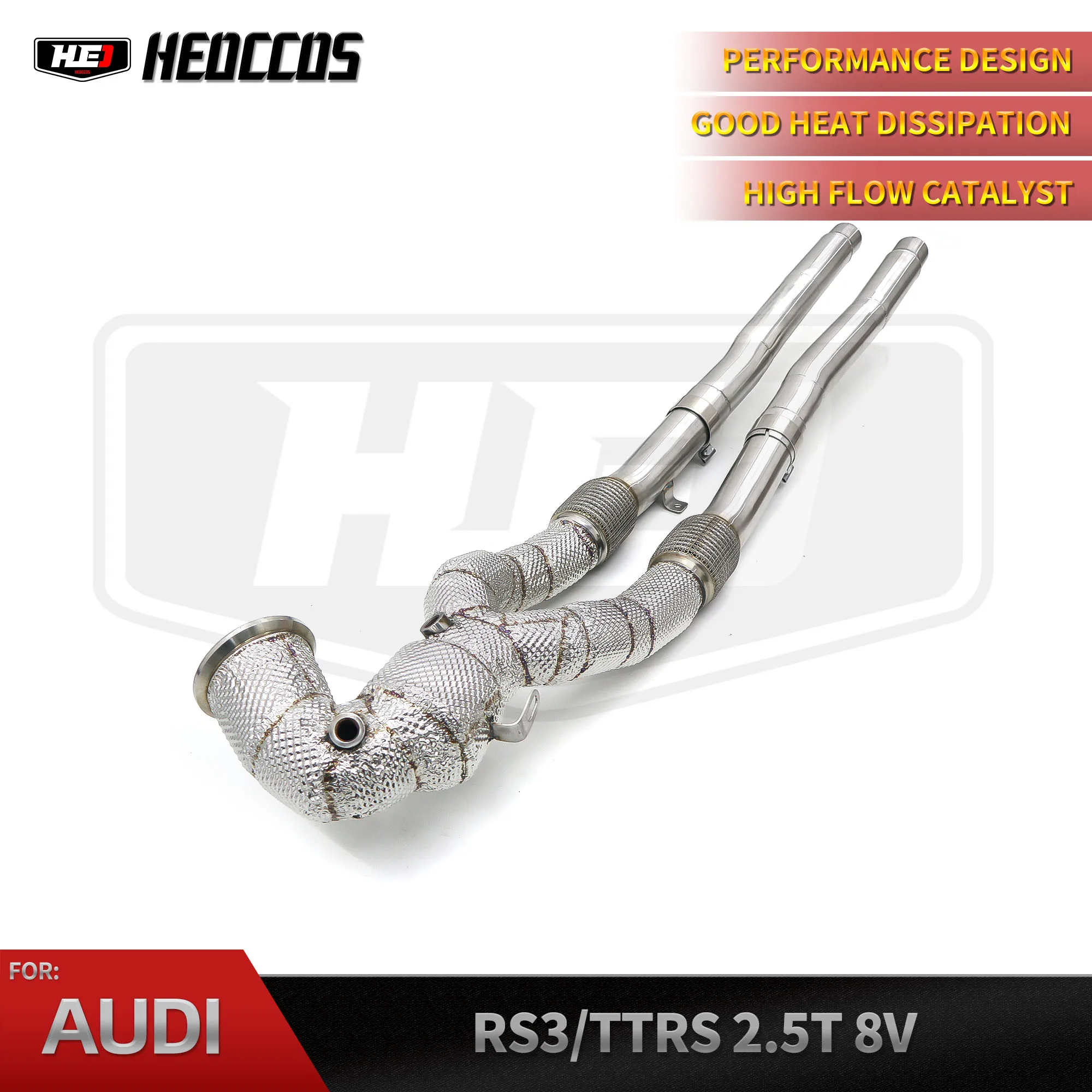 HEO 304SS High Flow Downpipe Front Pipe Kit For AUDI RS3 / TTRS 8V 2.5T Performance Automotive Exhaust Tuning Pipe