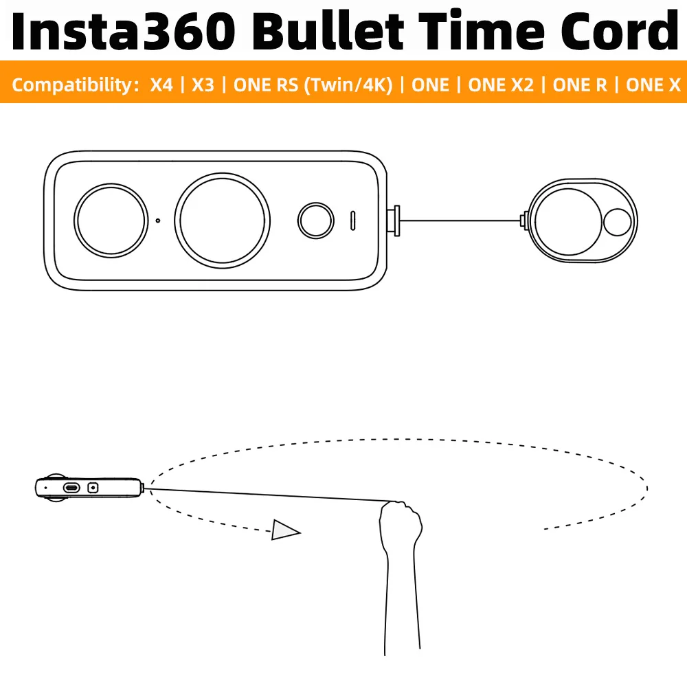 Original/ Official Insta360 Bullet Time Cord for X4, X3, One RS (without 1 inch 360), One, One X2, One R, One X