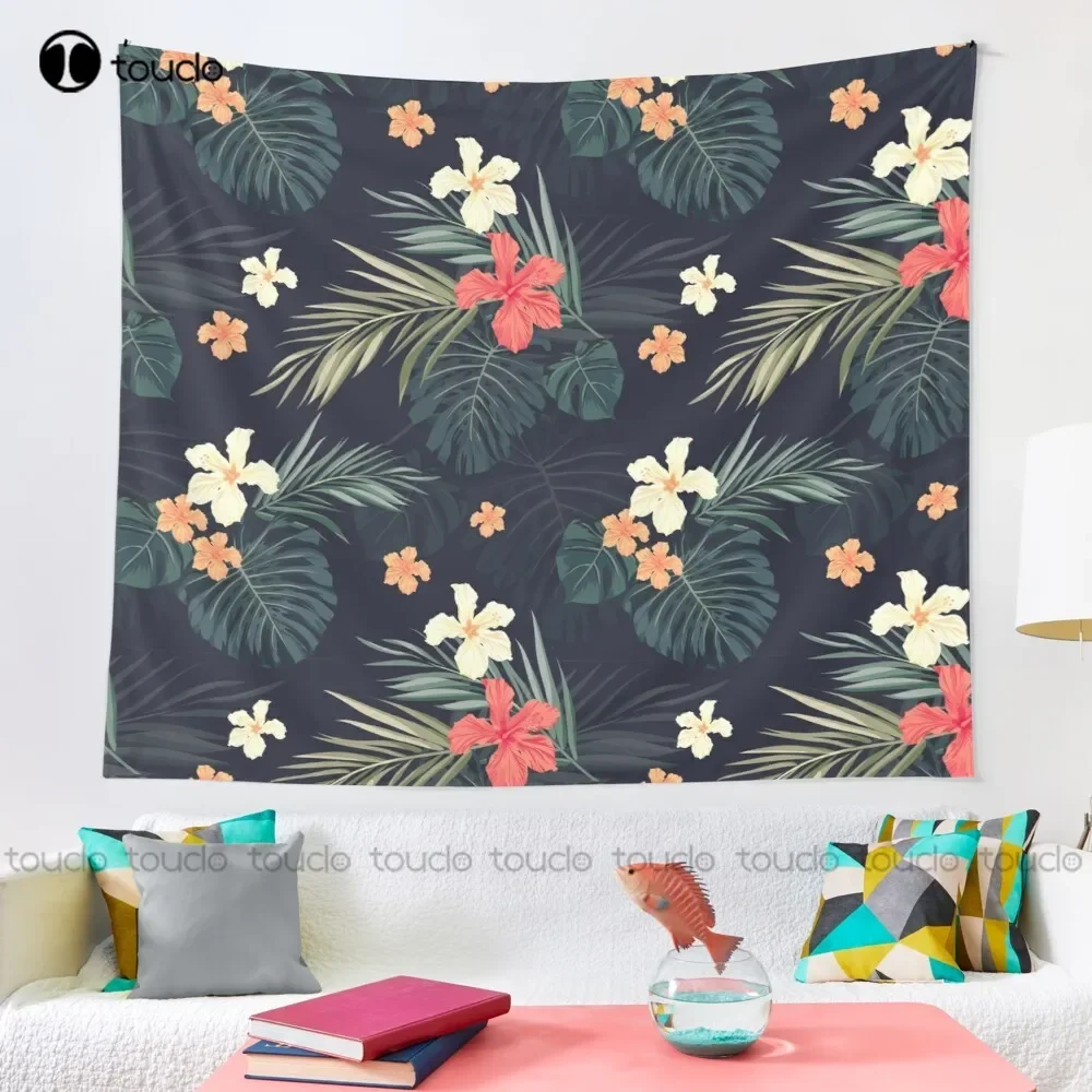 الزهور الاستوائية الداكنة نسيج مضحك قماش مزخرف جداري نسيج الجدار الشنق لغرفة المعيشة غرفة نوم غرفة النوم ديكور المنزل جدار مضحك #2