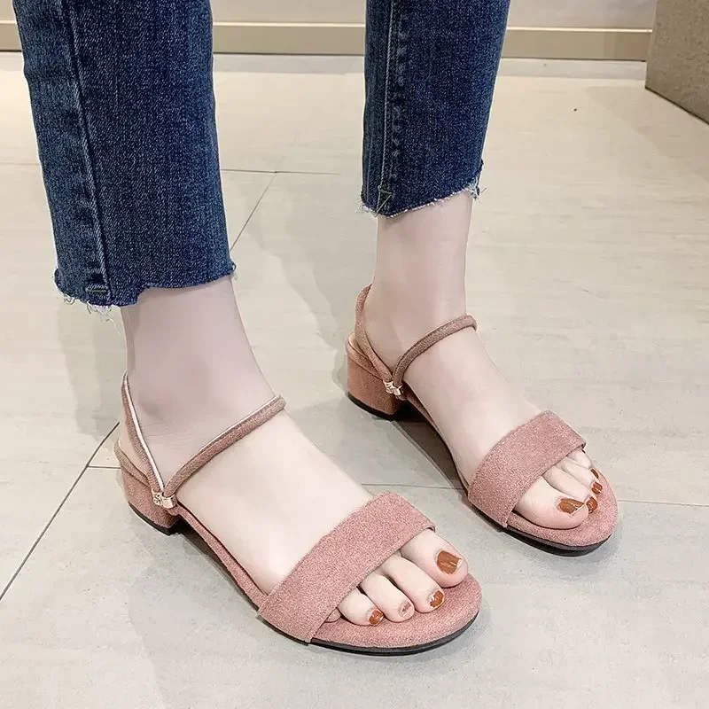 New Women Sandals Chunky Heels Slides Summer Sandal Elegant  Shoes Women Slipper Big Size 34-42 Fashion Summer Sandal Women