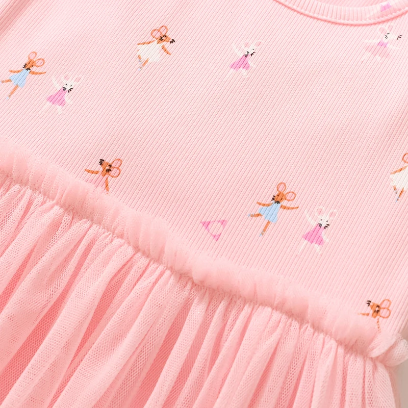 Little maven 2024 Summer Princess Kids Clothes Pink Children \'s Clothing Baby Girls Cotton Cartoon Infant Mesh Dresses Vestidos