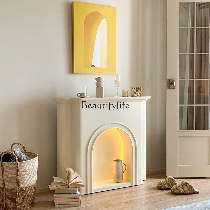 

44Simple fireplace with lamp French luminous decorative cabinet living room bedroom foyer porch cabinet rack