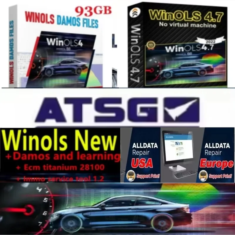 

ECU Programming Tool Winols 4.7 Software+ 93GB Damos Files +ECM TITANIUM 26100+ Immo Service Tool V1.2+Install Video Guid