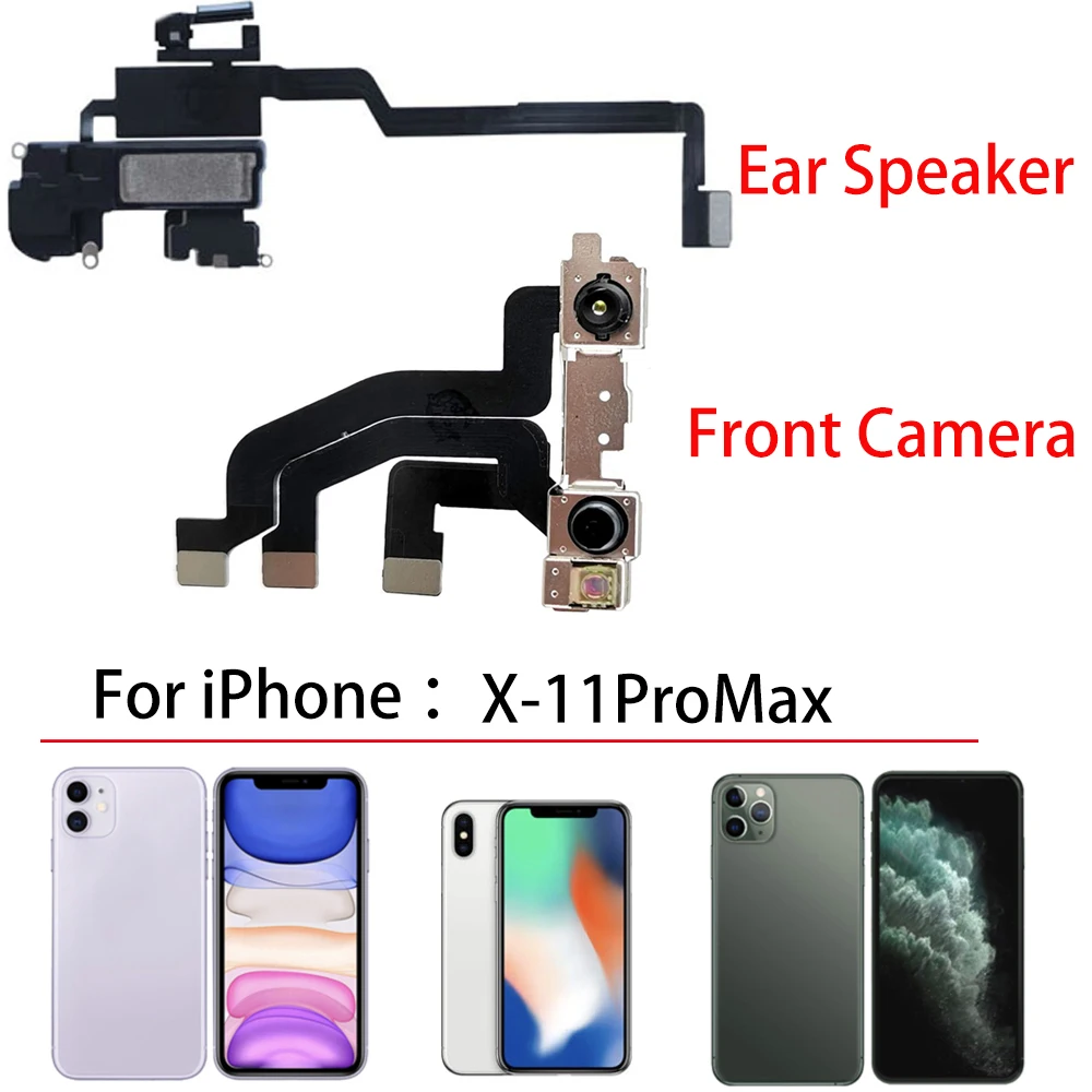 Caméra avant de haut-parleur d\'oreille avec capteur, câble flexible, remplacement pour iPhone X, Poly XS, 11 Pro Max