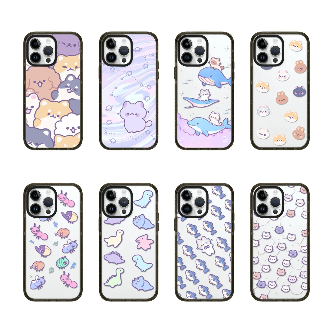 

Cartoon Puppies Fishes Black Acrylic Border Magnetic Case: Compatible with IPhone 12 To 16 Pro Max