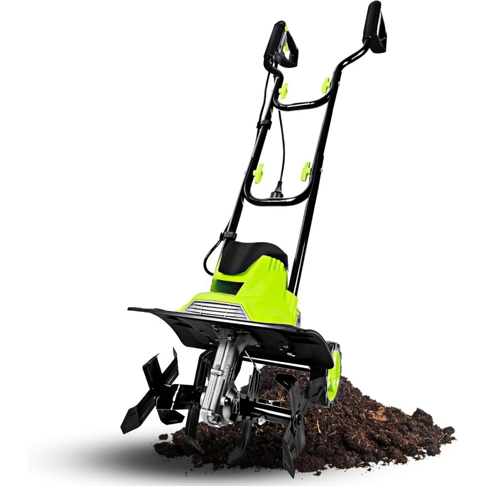 

Electric Garden Tiller & Cultivator – 14-Inch 10 Amp Tilling Width, 4 Steel Tines, Foldable Handle & Adjustable Wheels