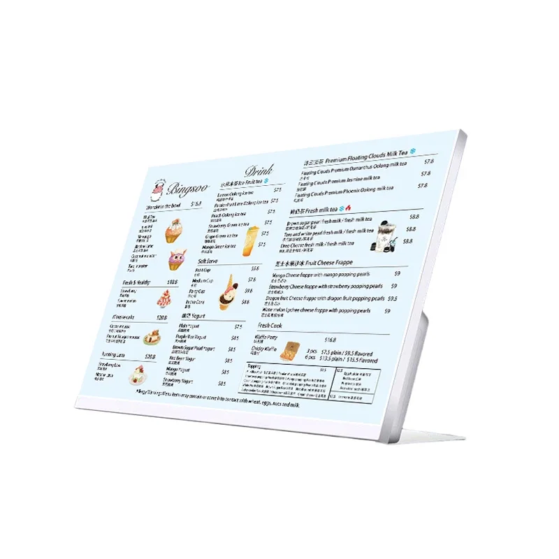 Custom Switch Digital Menu Board for Food Truck Multiple Templates Digital Menu Display Screen 23.8 Inch