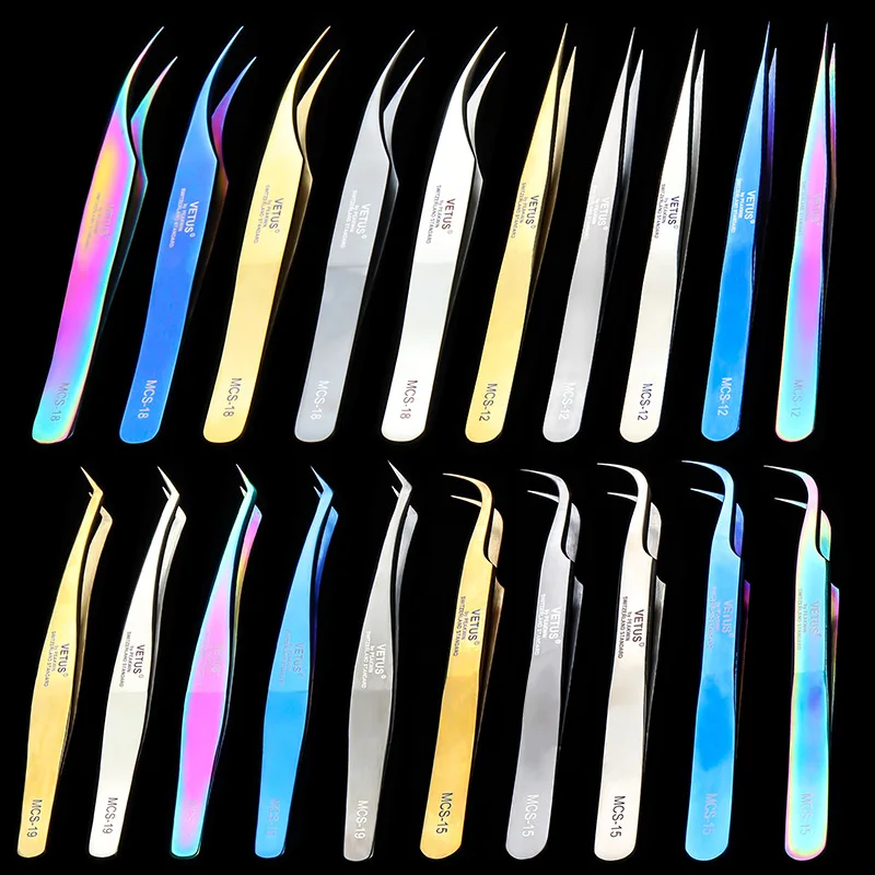 100%Vetus MCS Series Premium Beauty Makeup Tweezers for Eyelashes Extension Pinzas Super Precision