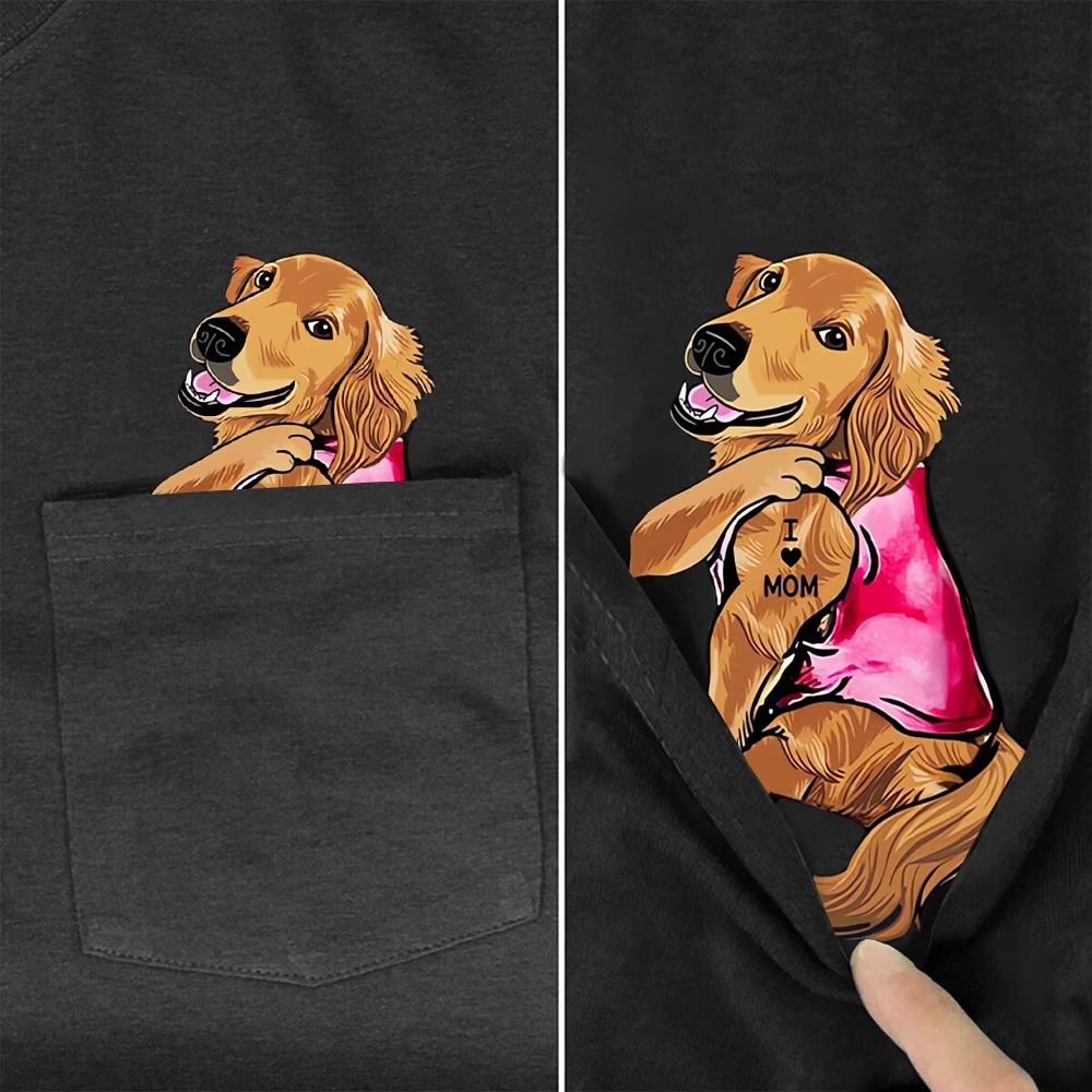 CLOOCL Golden Retriever Cotton T-Shirts Dogs Love Mom Printed Tees Summer Shirts Women Clothing Valentines Gifts Dropshipping