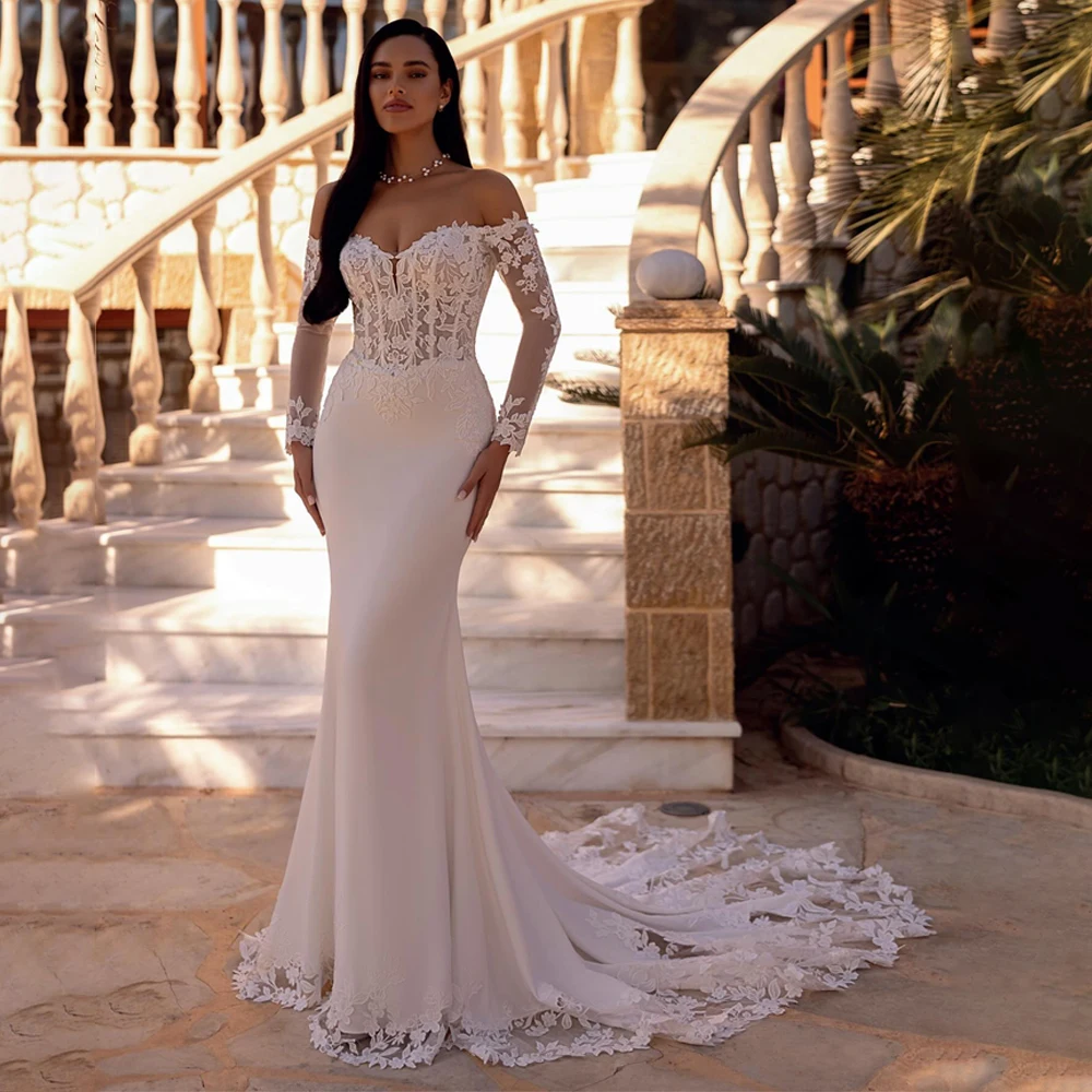 

Сексуальное свадебное платье русалки с длинным шлейфом, свадебные платья с открытой спиной, на заказ, с рукавами 3/4, свадебное платье Vestido De Novia