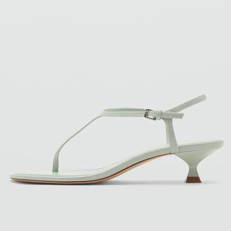 Liyke Summer Clip Toe Narrow Band Gladiator Sandal Women Fashion Ankle Buckle Strap Ladies Shoe Designer Low Heels Apricot White - view 3