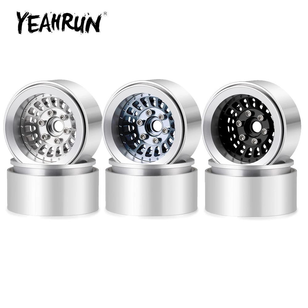 YEAHRUN 4Pcs/Set Aluminum Beadlock 1.9 inch Wheel Rims Hubs for Axial SCX10 D90 TRX-4 1/10 RC Crawler Car Upgrade Parts