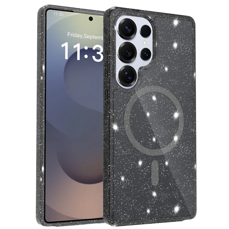 case for Samsung S26 S25 ultra Glitter magnetic protective cover full coverage Shock Proof Anti-Fingerprint tough shell plain
