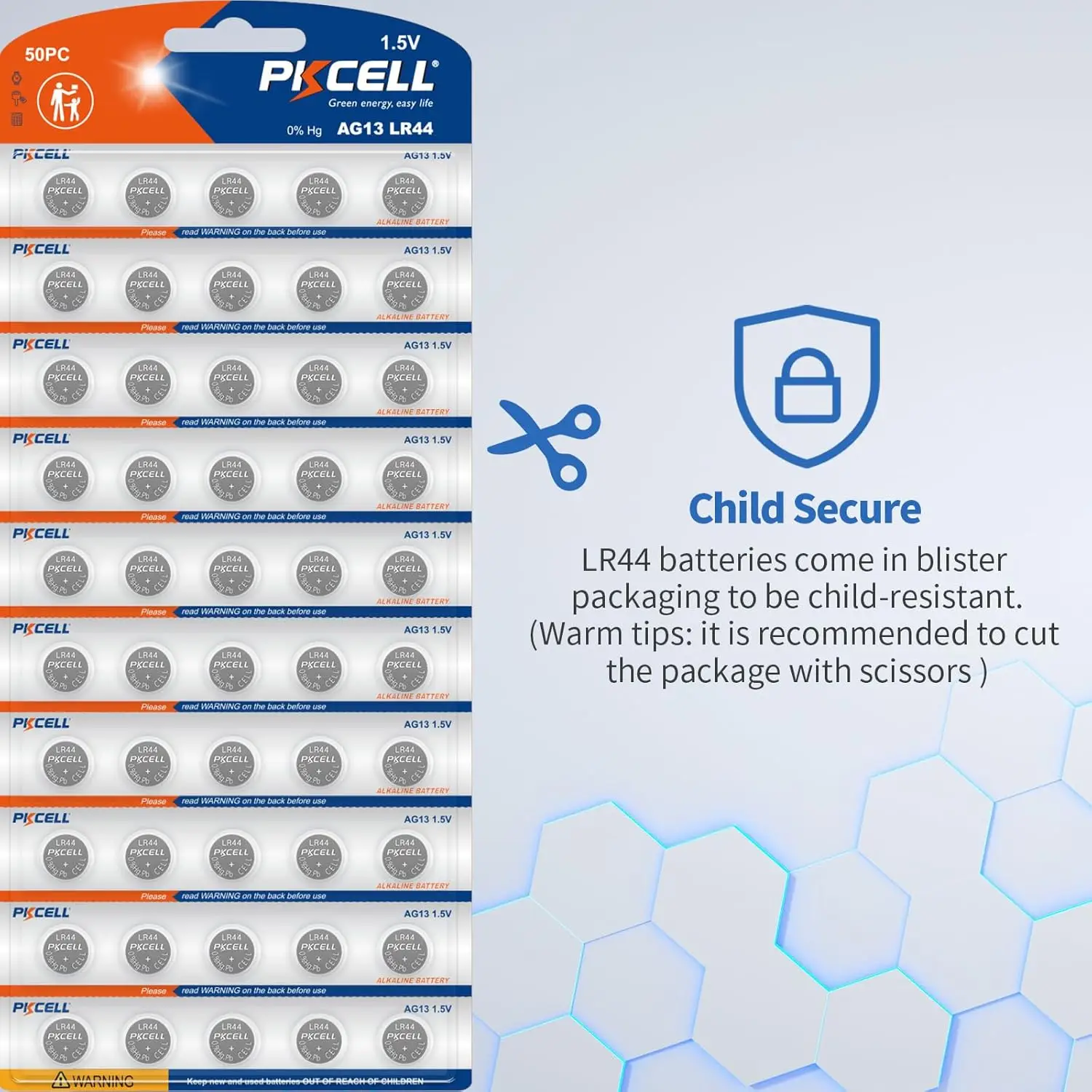 200-Count PKCELL LR44 Button Cell Battery 1.5V AG13 Alkaline Button Cell Batteries for Toys, Pet Collars, and Remote Controls