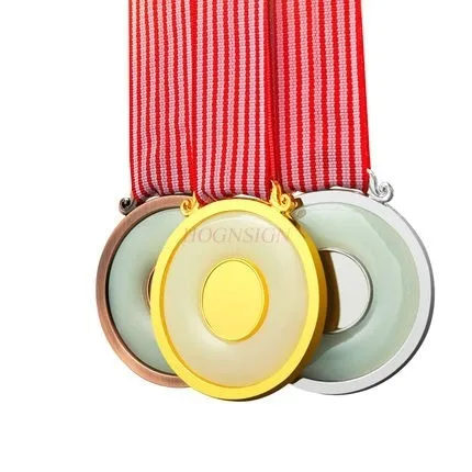 High-grade medal marathon gold inlaid jade medal metal sports medal listing