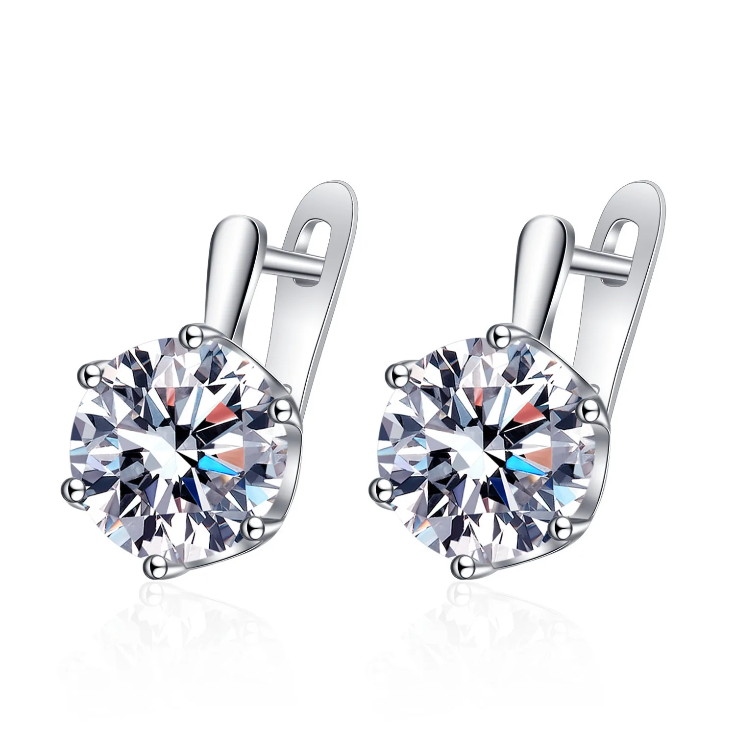 925 Sterling Silver Shining Purple Crystal Earrings for Women Luxury Fashion Jewelry Party Wedding Christmas Gifts