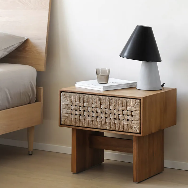

Скандинавская элегантная прикроватная тумбочка для спальни, современная тумба из дерева и ротанга, шкафчик для хранения, мебель для дома (Mesitas De Noche)