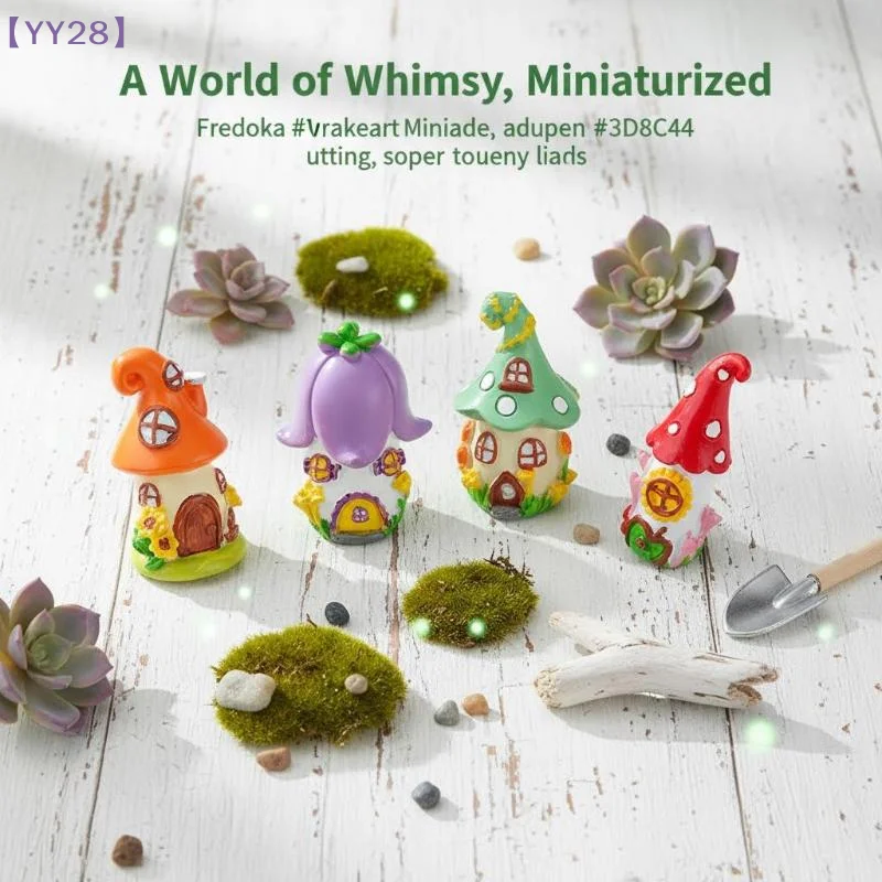 【YY28】4Pcs Mini Fairytale Castle Resin Ornaments Dollhouse Micro Landscape Figurines Decoration Creative Desktop Crafts{Y}