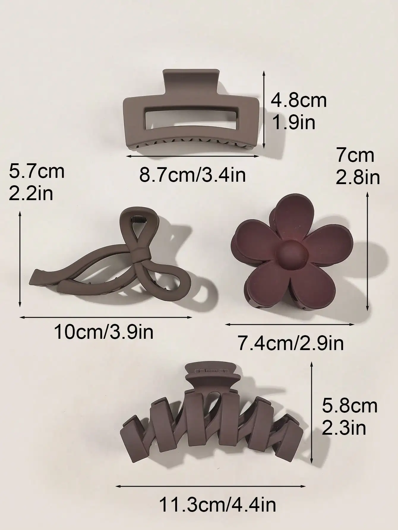 1/4 Uds. Pinzas en forma de garra para el cabello de varios estilos de moda de invierno para mujer, pinzas para el cabello de flores, accesorios antideslizantes para el cabello, pinzas cuadradas de plátano