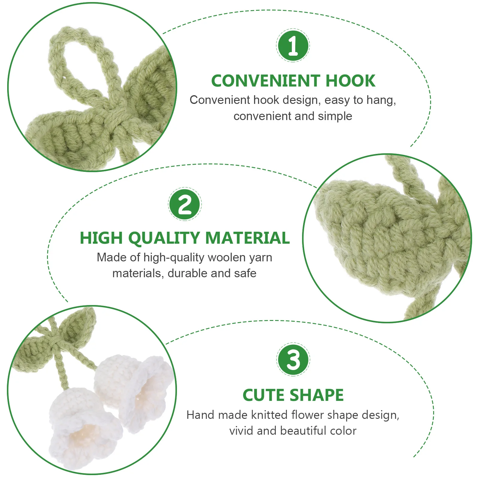 

Adorable Knitted Flower Shape Pendant Lightweight Key Decoration White Color H made Bag Backpack Luggage nament Gift Party DIY