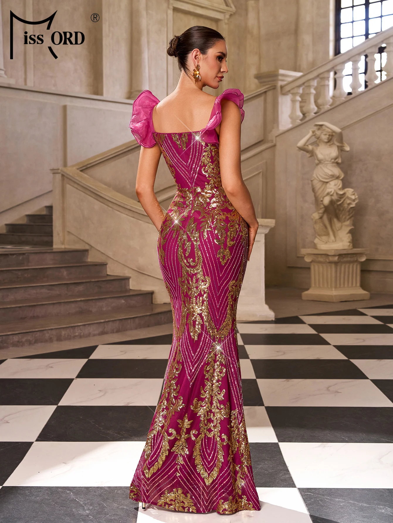 Missord New Autumn Elegant Sequin Mermaid Evening Wedding Birthday Party Elegant Beautiful Women's Graduation Maxi Dresses