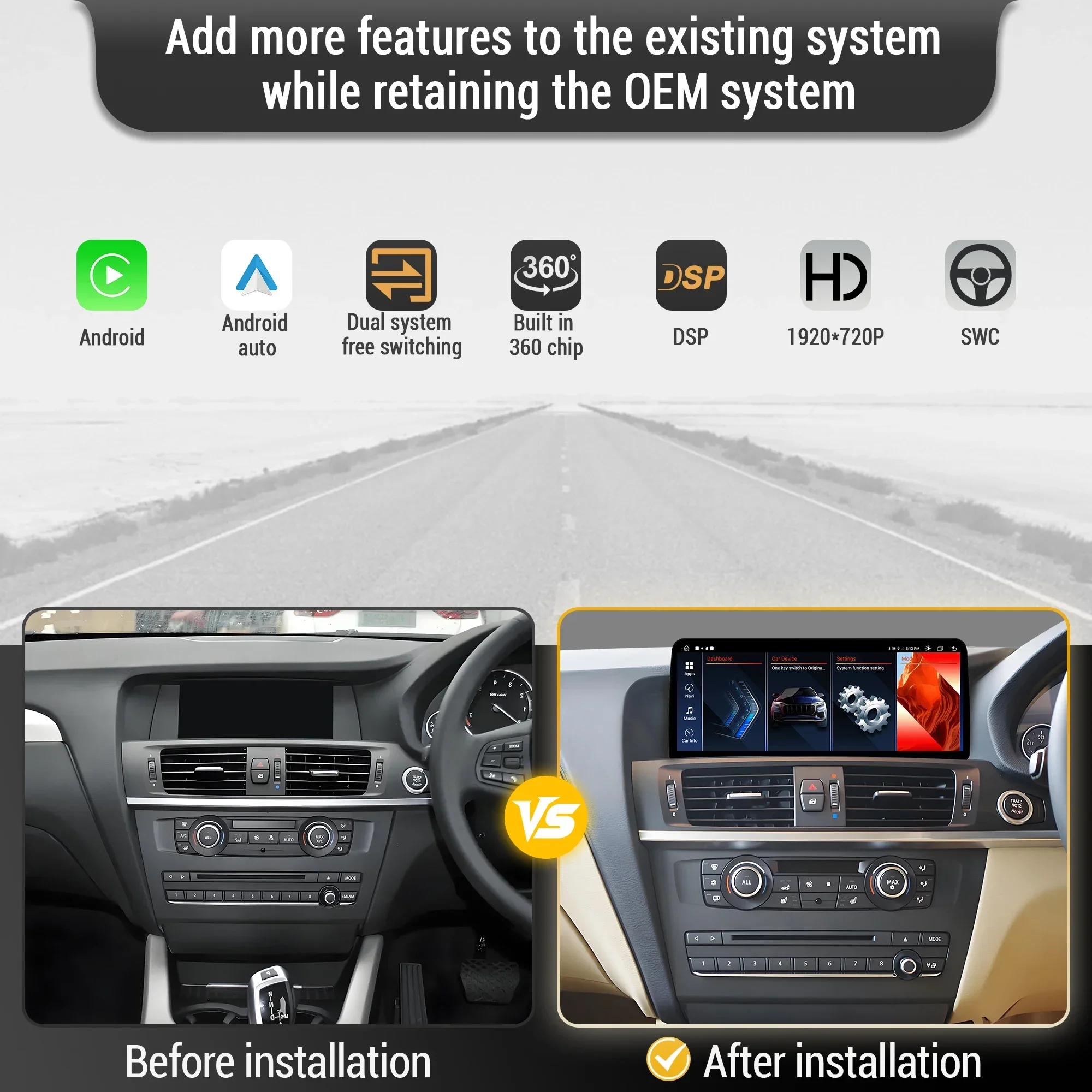10.25 inch For BMW X3 F25 X4 F26 2011-2017 Right Hand Drive Android 14 Car Radio Wireless BT Carplay Snapdragon 680 Touch Screen