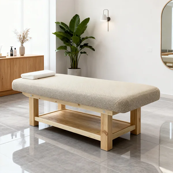 

Thai Massage Bed, Solid Wood Frame, Portable Wooden Spa Table, PU Leather Facial Beauty Bed, Salon Furniture, 190x80x67cm