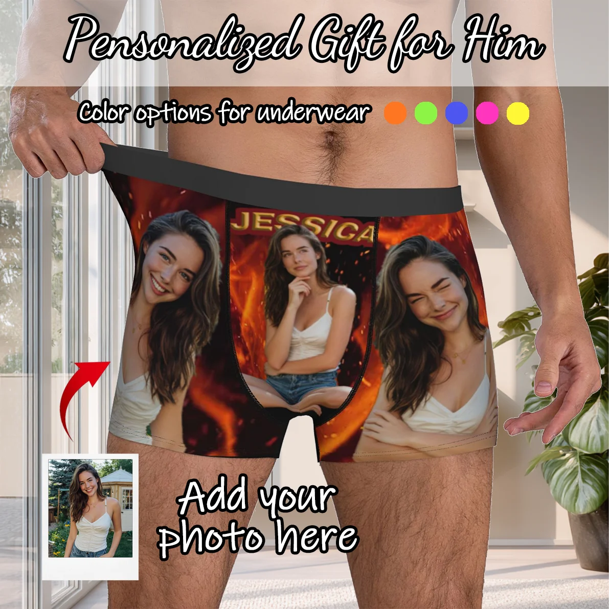 Biancheria intima personalizzata con foto per il viso, boxer personalizzati, regalo di San Valentino da uomo personalizzato per il marito, regalo di anniversario per papà