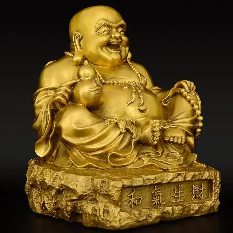 Lucky Copper Maitreya Buddha Big Belly Bodhisattva Ornament Laughing Buddha Home Statue view 4