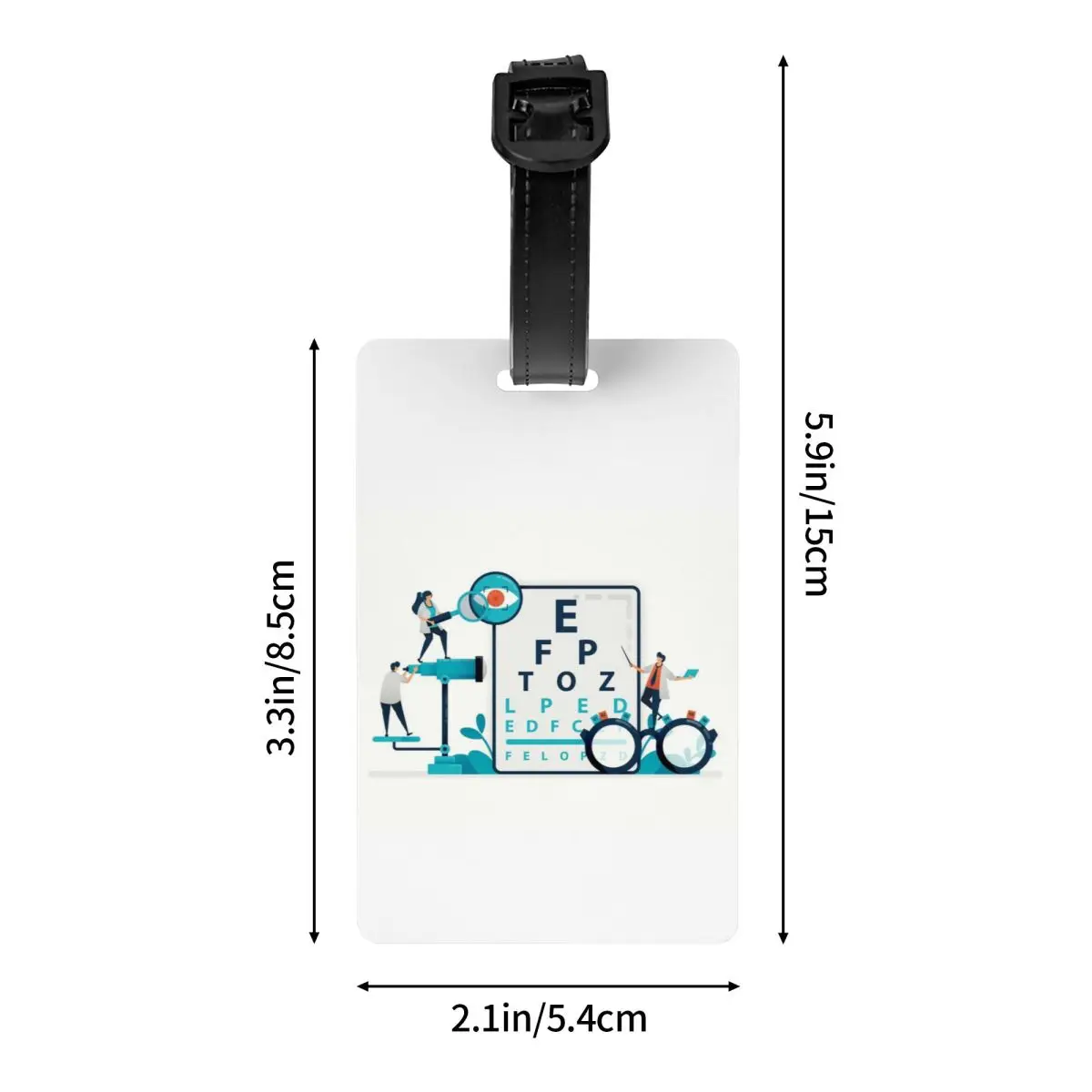 Snellen Chart Eye Exam Etiqueta de equipaje, optometrista, Maleta óptica, cubierta de privacidad de equipaje, etiqueta de identificación