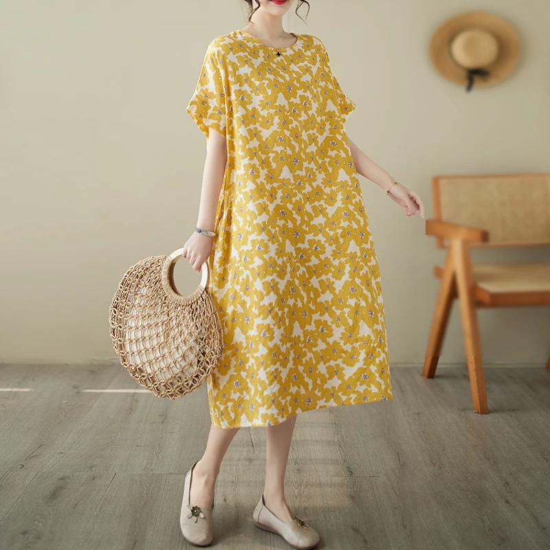 

Новое летнее тонкое хлопково-льняное винтажное художественное женское платье длиной до колена миди Svel Dr повседневное платье для поездок на работу