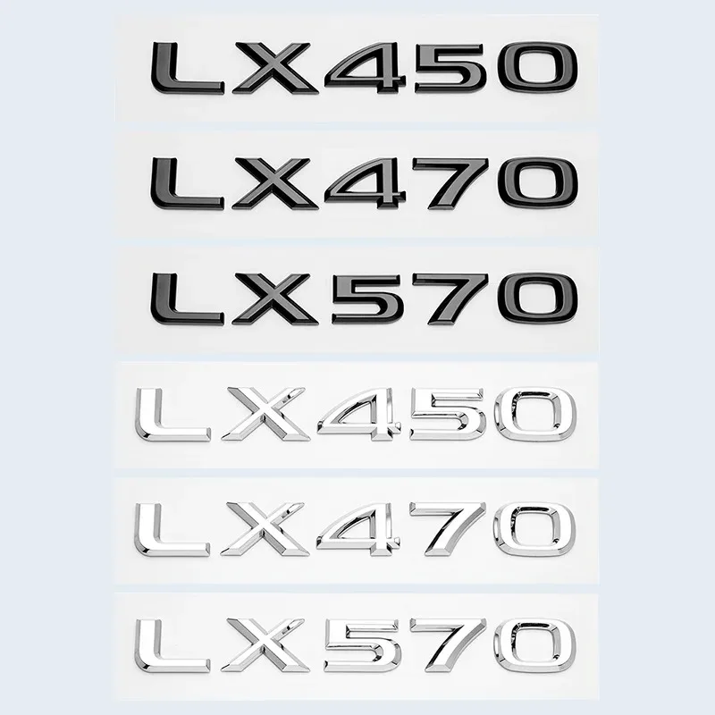 

3D Chrome Glossy Black ABS Letters Number LX450 LX470 LM570 Emblem For Lexus Car Trunk Logo Badge Sticker