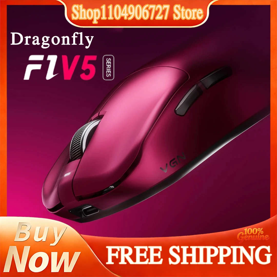 VGN Dragonfly F1 V5 Lightweight Wireless Tri Mode Gaming Mouse Ergonomic Long Battery Life Esports For Professional Adult Gamers