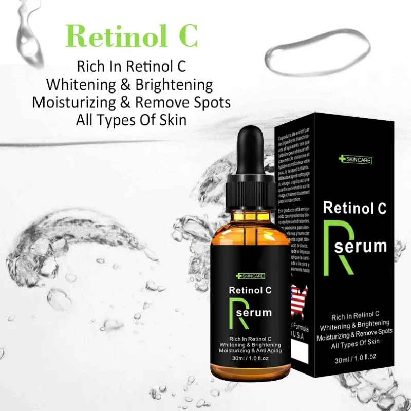 Siero al retinolo da 30ml per schiarire la pelle dell'acne macchie scure sbiancante pelle brillante schiarire la melanina Anti invecchiamento nutrire la cura del viso