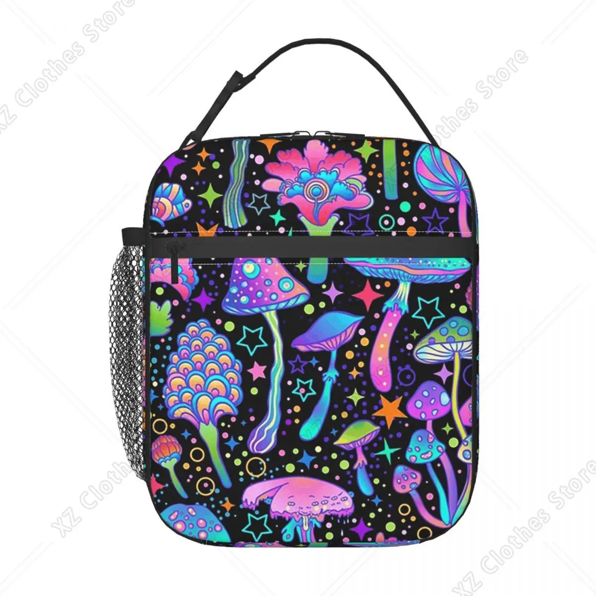 Psychedelic Magic Mushrooms Print Lava Insulated Lunch Bag for Women Children Portable Food Boxes Thermal Lunch Box Tote