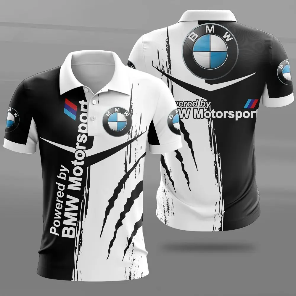 BMW 새로운 스타일 3D 인쇄 패턴 패션 남여 폴로 셔츠 편안한 통기성 반팔 야외 승마 스포츠 셔츠