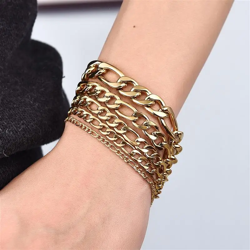 3/5/7/11mm Stainless Steel Figaro Chain Bracelet Bangle for Men Women Hiphop Trendy Wrist DIY Bracelet Jewelry