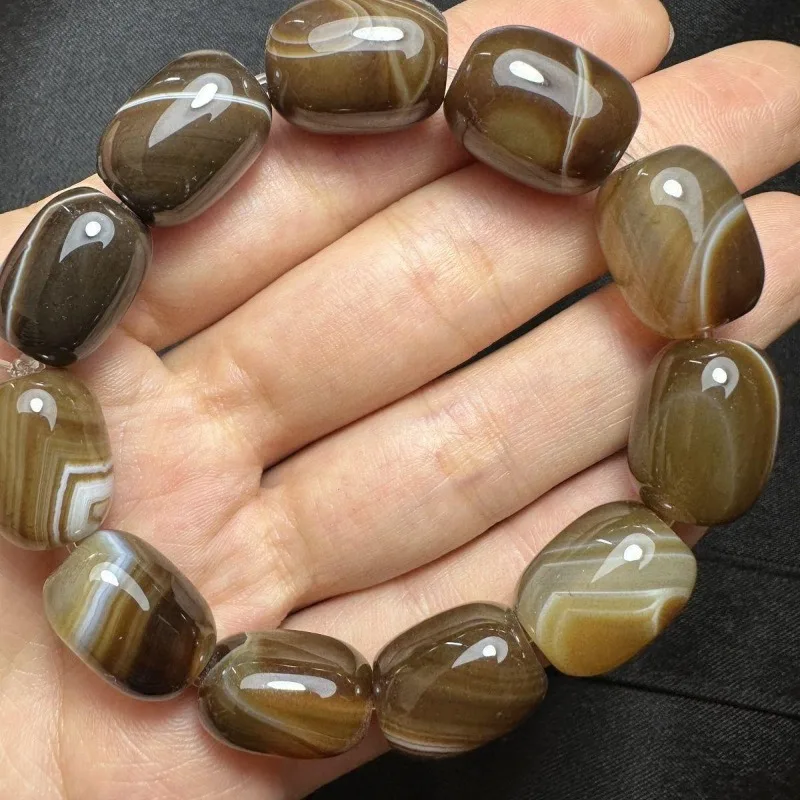 Natural silk-wrapped agate bucket beads transfer men's and women's bracelets, bracelets, jade couples