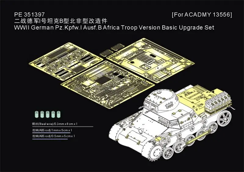 Voyager Photo Etched Part 1/35 PE351397 WWII German Pz.Kpfw.I Ausf.B Africa Troop Version Basic Upgrade Set(For ACADMY 13556)