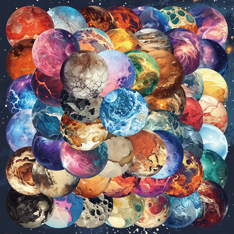 54 pegatinas de planetas cósmicos, calcomanías de vinilo impermeables de la galaxia y el espacio para tabletas y portátiles, paquete de pegatinas estéticas del universo para adultos
