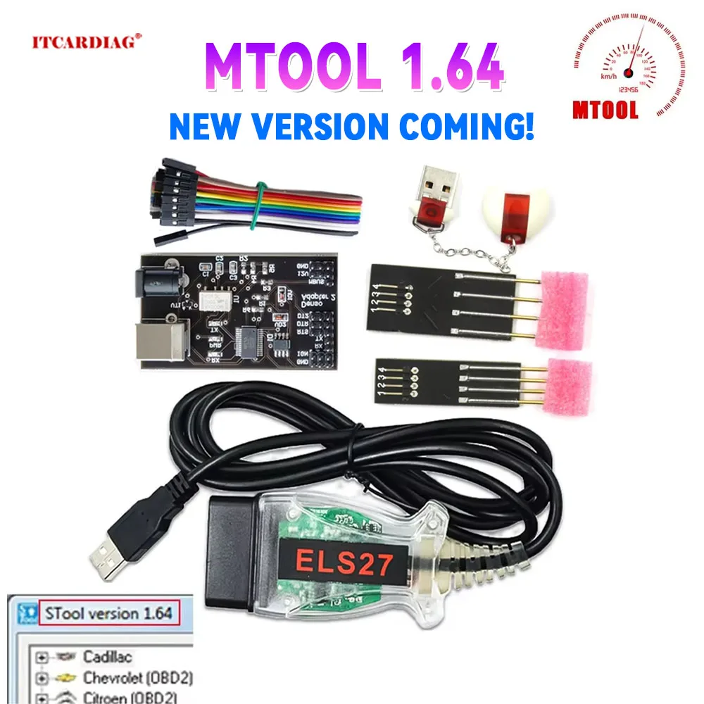 MTool V1.64 Rollback Programmer Mileage KM Adjustment Mtool with Dongle Denso Adapter Denso Pin Wire Cable Mileage Correction