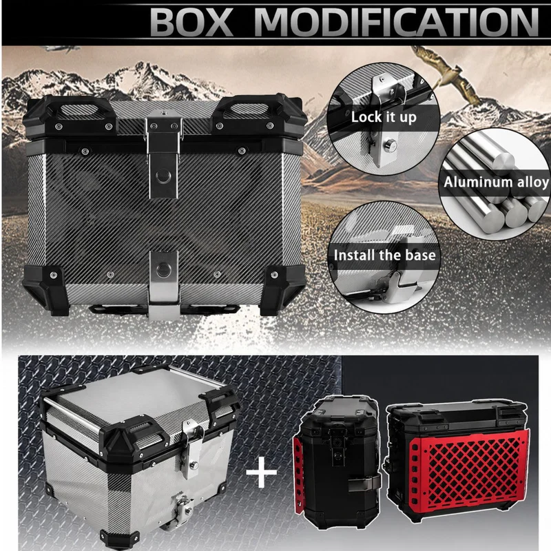 45LMotorcycle High StrengthABSQuick-release, waterproof, and impact-resistant storage box, a universal large-capacity trunk