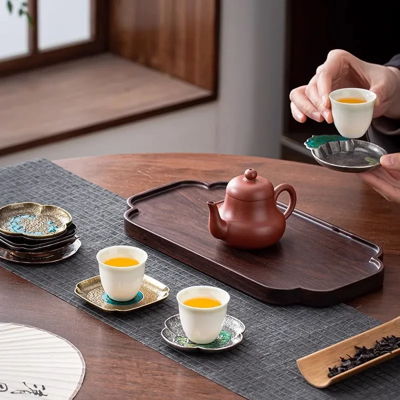 1PC Tea ceremony, Kung Fu tea mat, insulation mat, metal teacup holder, creative enamel colored tea