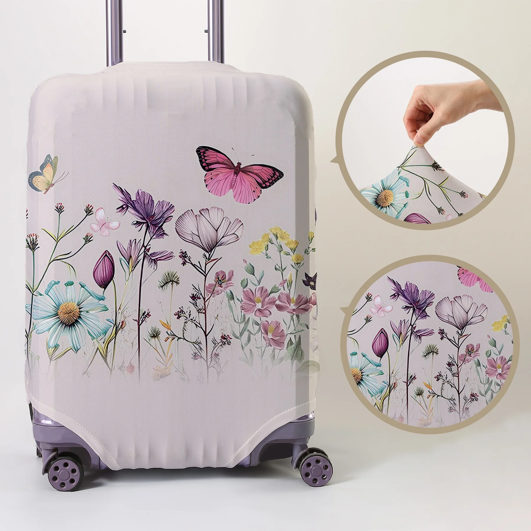 

Flower patterned luggage protection cover, suitable for 18-32 inch luggage covers, luggage handle gloves, travel accessories