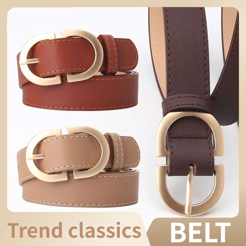 

Classic Simple Female PU Belt Minimalist Decorative Jeans Casual Clothing Accessories Metal Alloy Buckle Student Belts