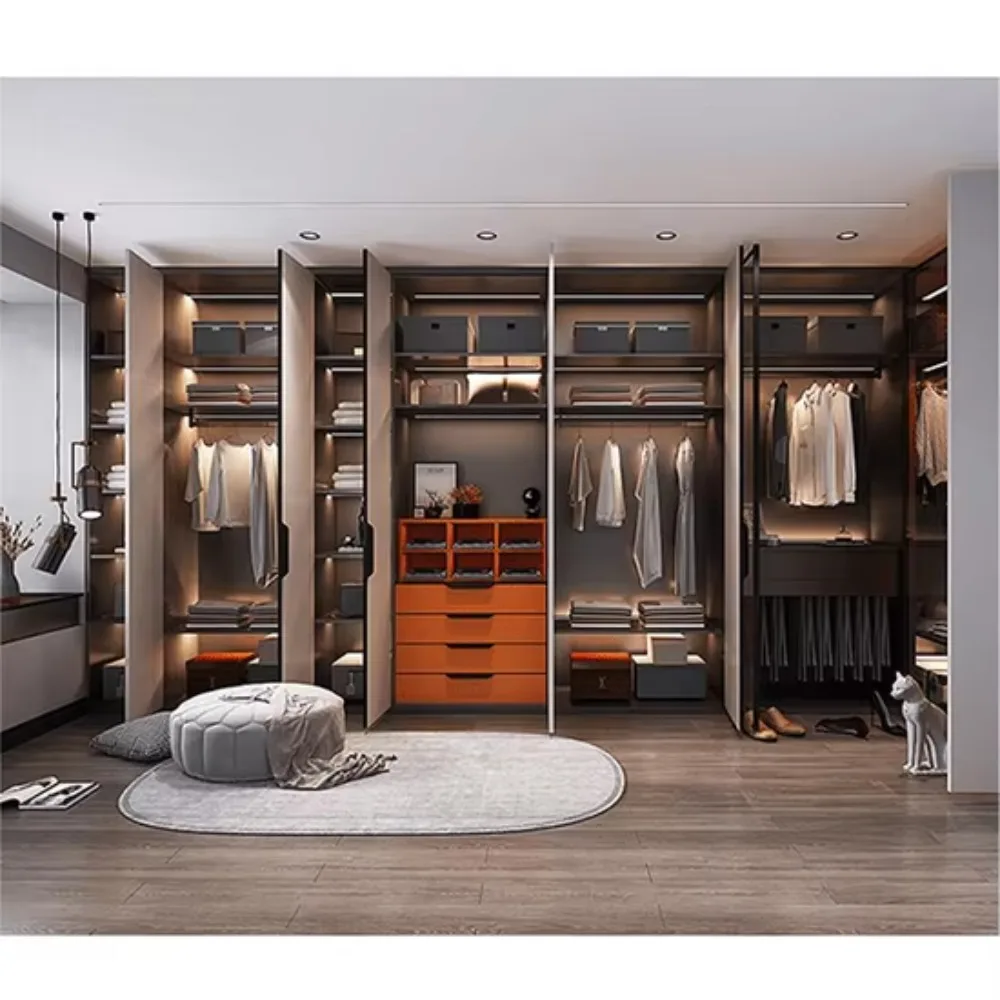 Glass MDF Door Modular Wooden Cabinet for Clothes Storage Wooden Wardrobe with DIY Assembly for Living Room and Gym